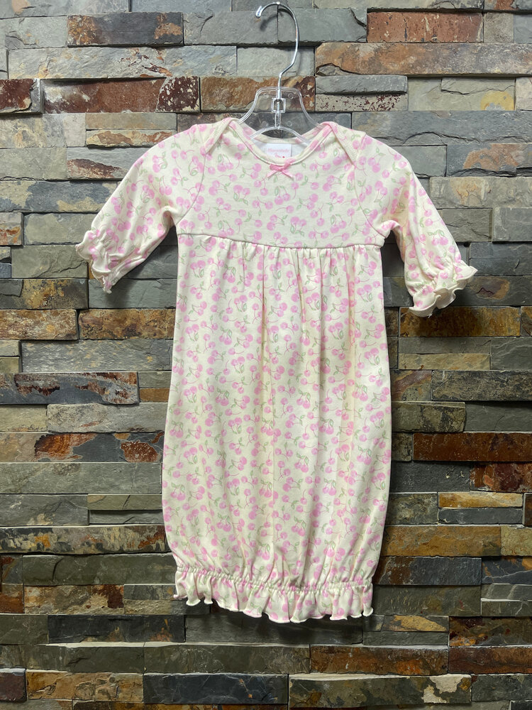 Ivory Cherry Print Infant Gown, O/S