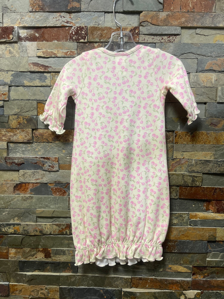 Ivory Cherry Print Infant Gown, O/S