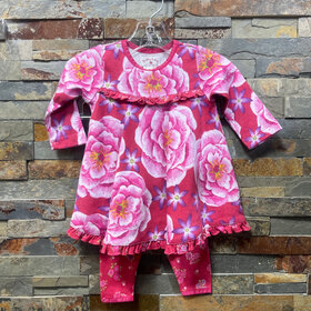 Cranberry Floral Dress with Matching Leggings