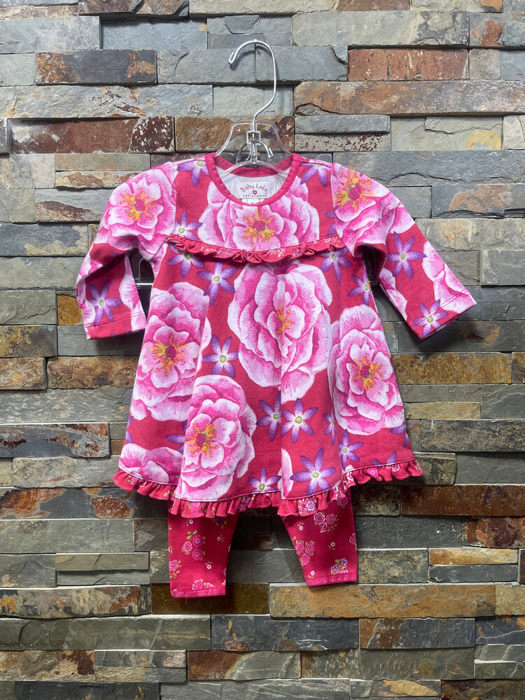 Cranberry Floral Dress with Matching Leggings