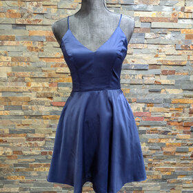 B Darlin Navy Shiney Dress with Lace Zip-Up Back, Size 1/2