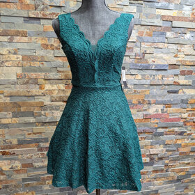 City Studio Green Sparkle Lace Overlay Dress, Size 0