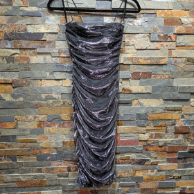 B Darlin Silver Gun Metal Ruched Bodycon Dress, Size 1/2