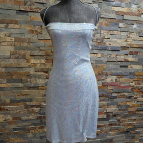 Light Blue Bling Dress with Side Slit, Size XL