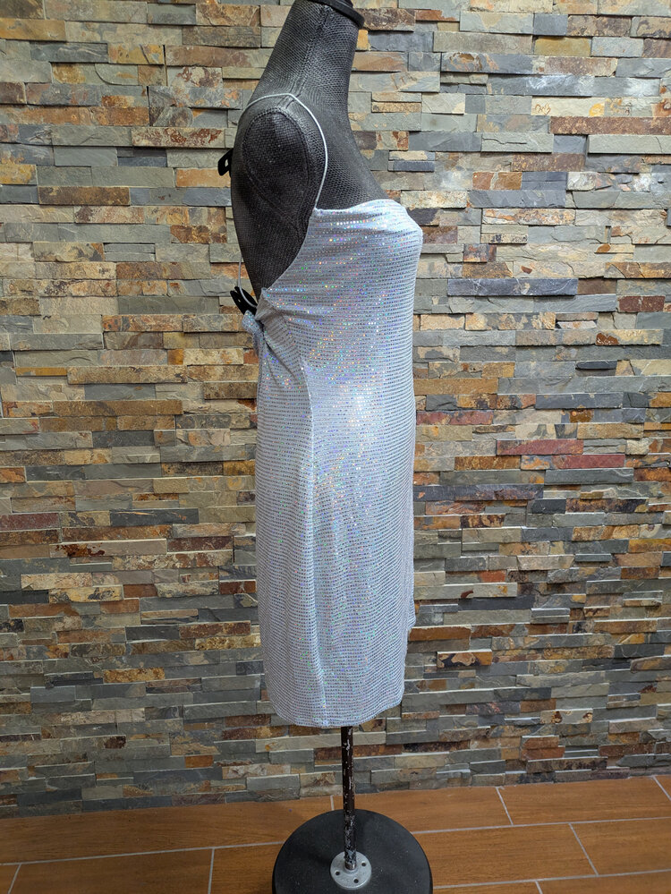 Light Blue Bling Dress with Side Slit, Size XL