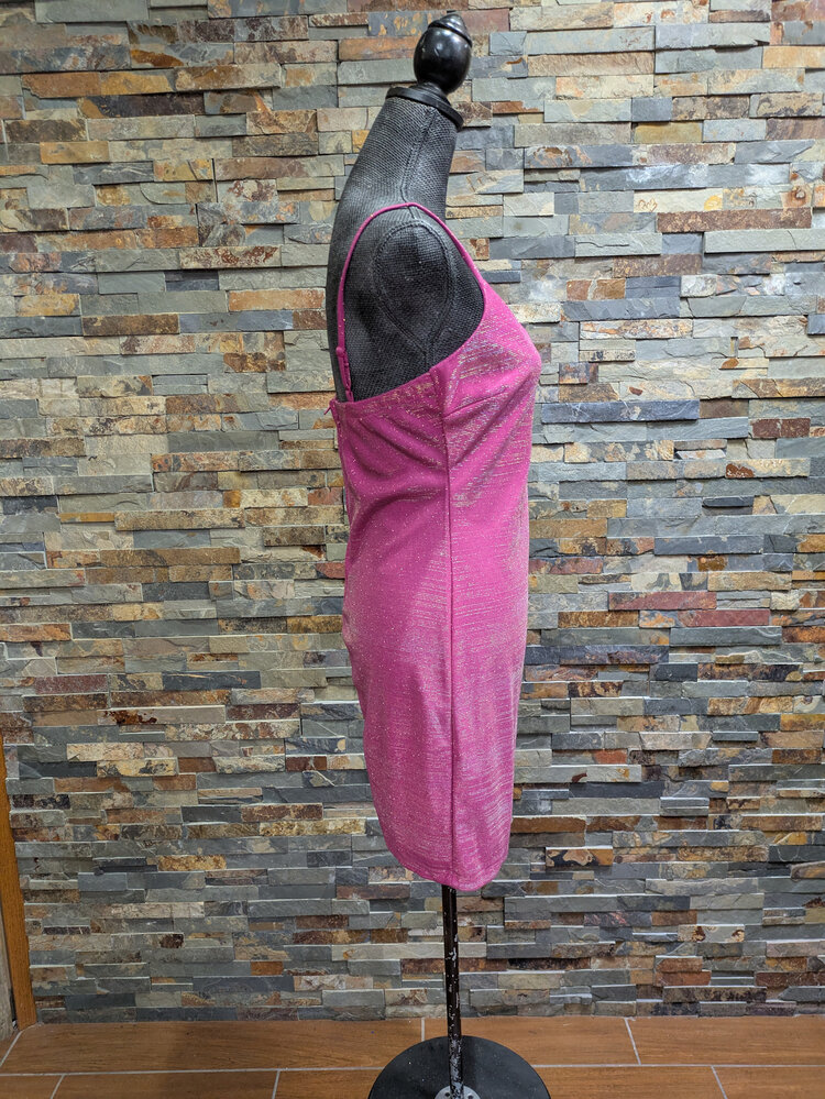 Hot Pink Shimmer Stretch Dress, Size 11-12