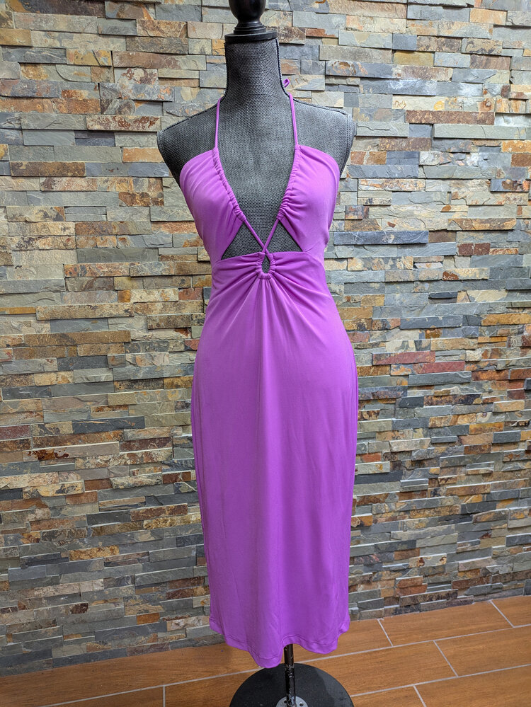 B Darlin Orchid Keyhole Halter Dress, Size 15-16