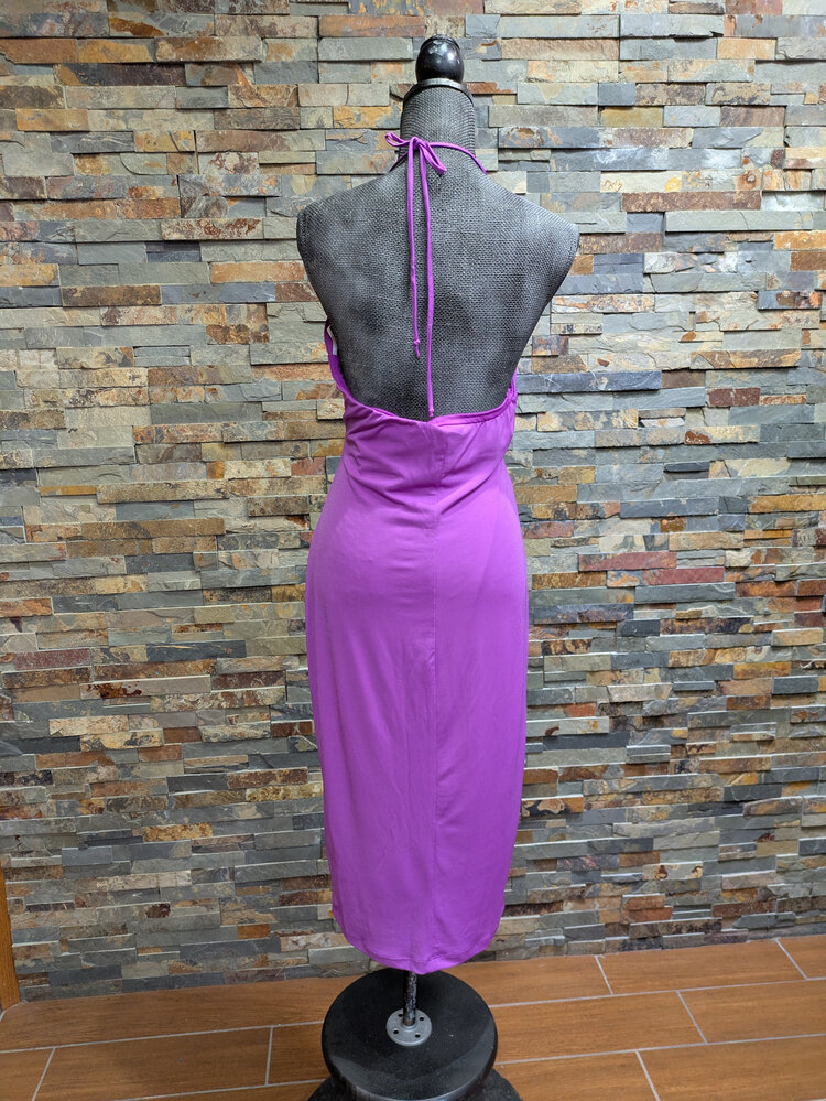 B Darlin Orchid Keyhole Halter Dress, Size 15-16