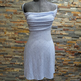 B Darlin Sky Blue Shimmer Textured Ruched Top with Strappy Back