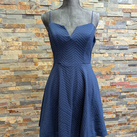 City Studio Navy Textured Fabric Criss Cross Back Dress, Size 11