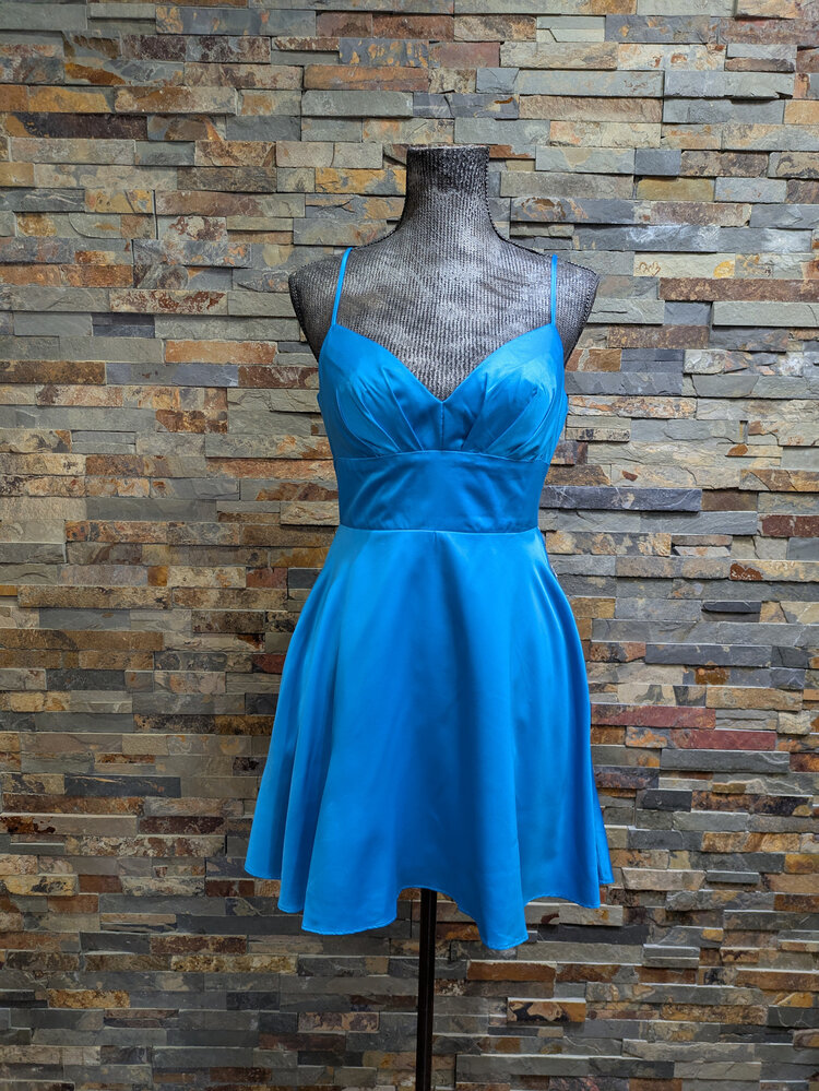 B Darlin Blue Sweetheart Fit n Flare Dress with Pockets