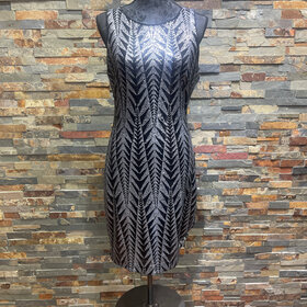 Guess Silver and Black Sequin Patterned Dress, Size 12