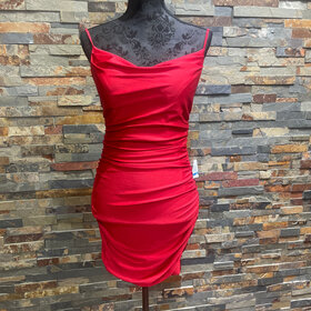 B Darlin Red  Spaghetti Strap Ruched Bodycon Dress