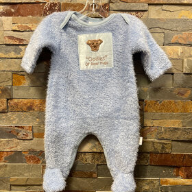 Baby Blue Fuzzy Oodles of Bear Hugs Footie, Size 3M