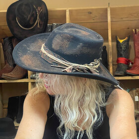 Black Distressed Adjustable Laney Hat