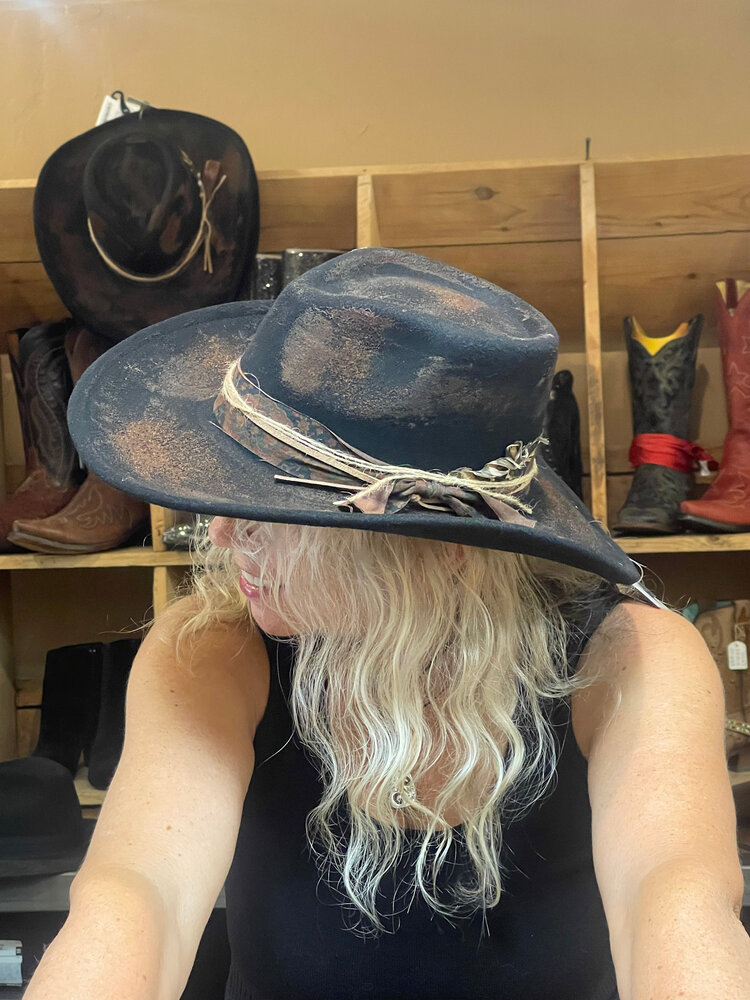 Black Distressed Adjustable Laney Hat