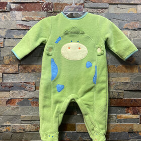 Lime Green Fleece Monster Footie w/Hat, Size 6M