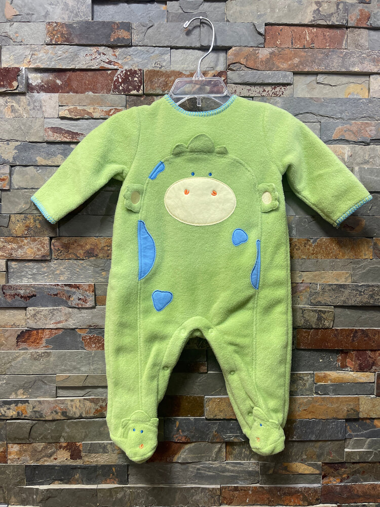 Lime Green Fleece Monster Footie w/Hat, Size 6M