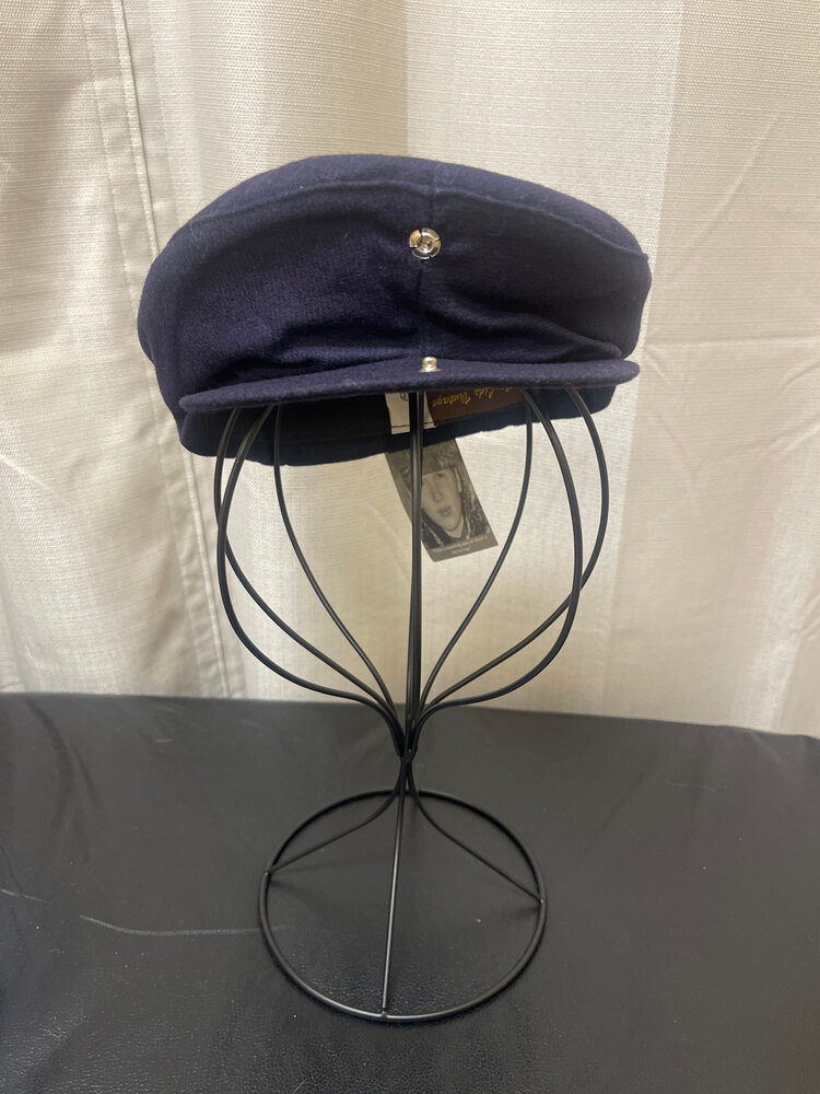 Navy Newsboy Wool Cap, Size S  (Infant-Toddler)