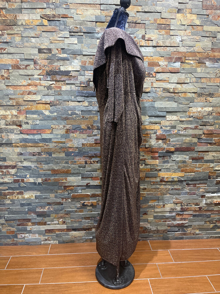 Alex Evenings Black with Copper Shimmer Off the Shoulder Ruched Gown, Size 20W