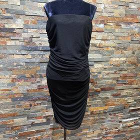 B Darlin Black Ruched Spaghetti Strap Dress, Size 18W