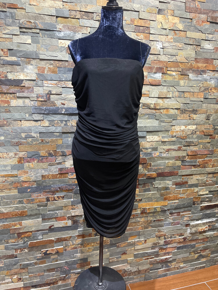 B Darlin Black Ruched Spaghetti Strap Dress, Size 18W