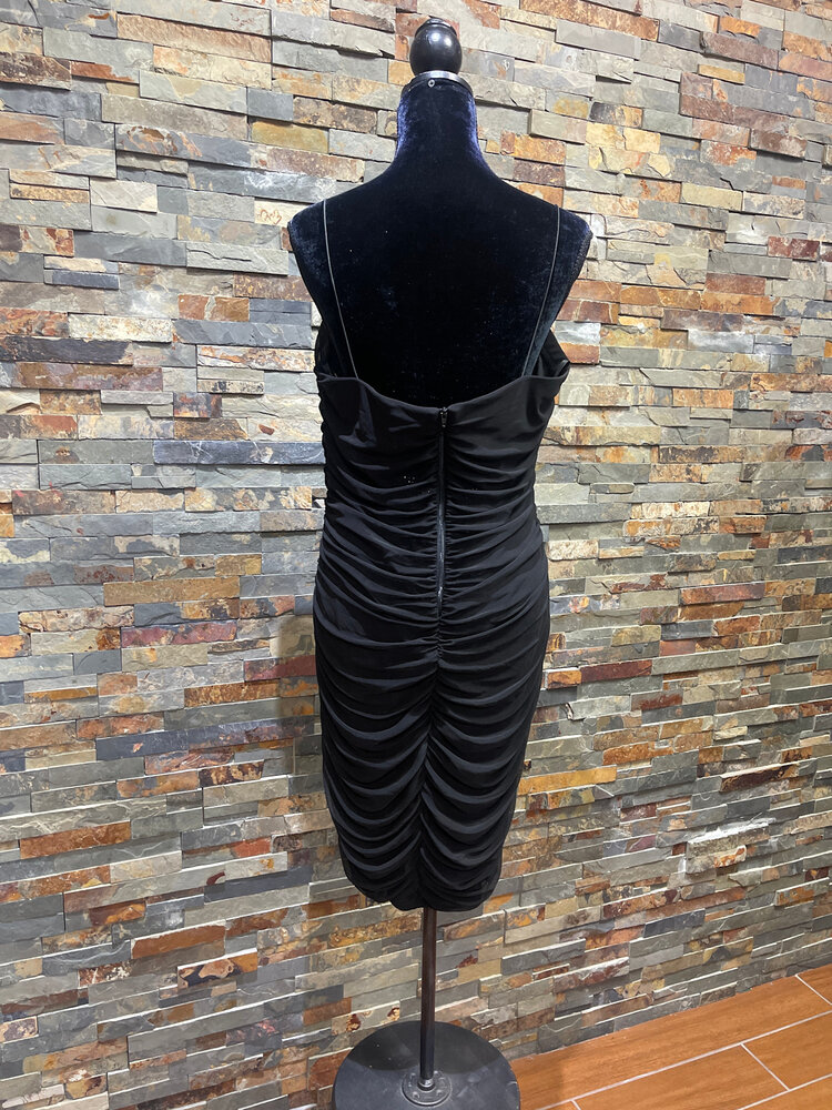 B Darlin Black Ruched Spaghetti Strap Dress, Size 18W