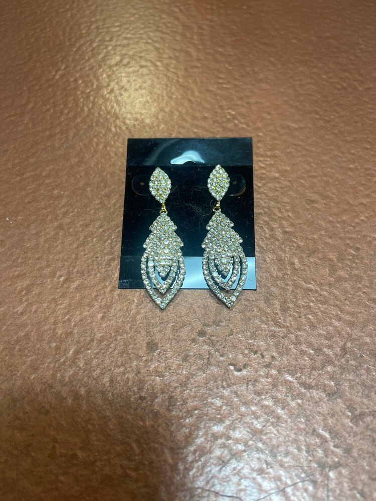 Wona Trading Gold Jeweled Iris Drop Earrings