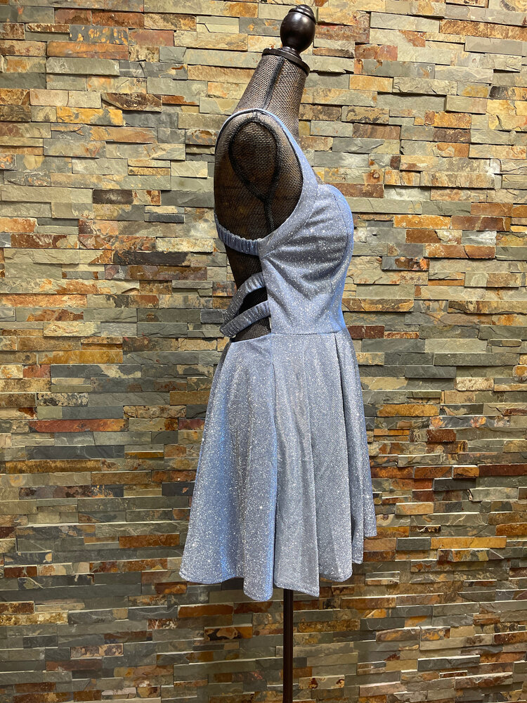 B Darlin Light Blue Shimmer with Double Cross Back, Size 13/14