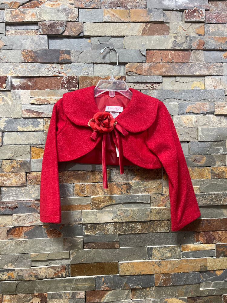 Red Fleece Bolero Jacket for Girls