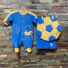 Blue Fleece Soccer Sleeper, Blanket and Cover