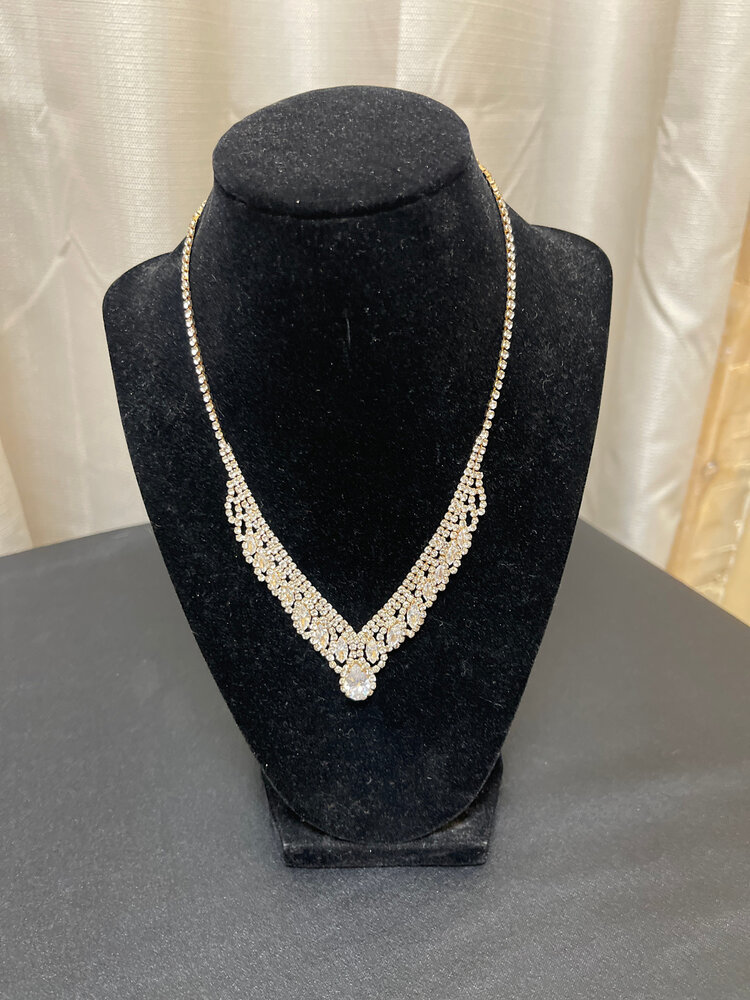 Wona Trading Gold Marque Gizelle Rhinestone Necklace