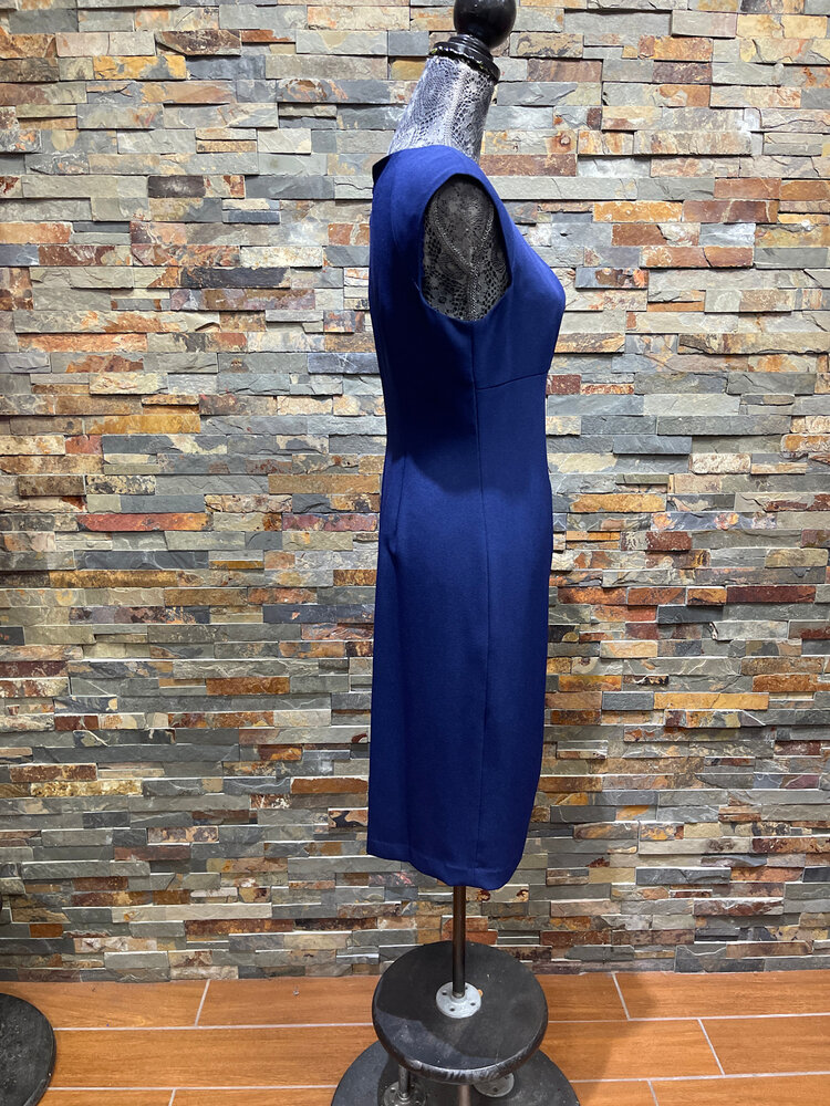 Adrianna Papell Navy Sleeveless Dress with Slight Ruching, Size 10