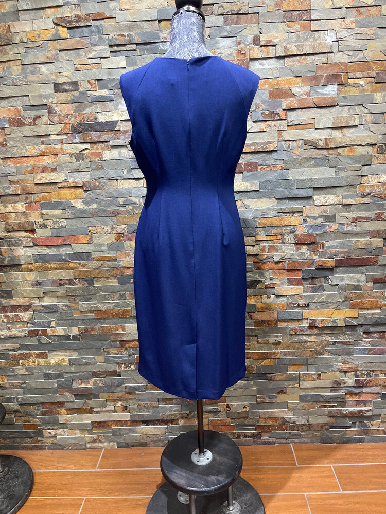 Adrianna Papell Navy Sleeveless Dress with Slight Ruching, Size 10