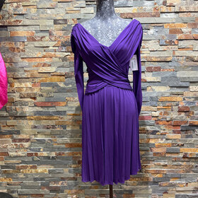 Halston Purple Ruched Long Sleeved Dress, Size 0
