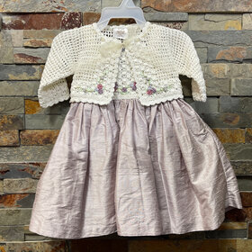 Lavender & Ivory Crochet and Raw Silk Dress with Jacket