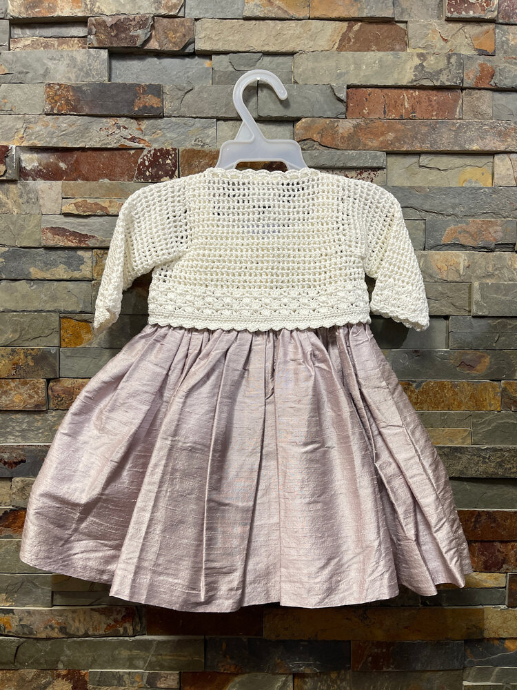 Lavender & Ivory Crochet and Raw Silk Dress with Jacket