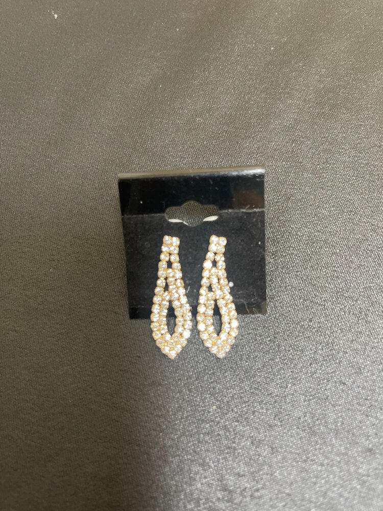 Wona Trading Gold Twisted Francesca Rhinestone Earrings