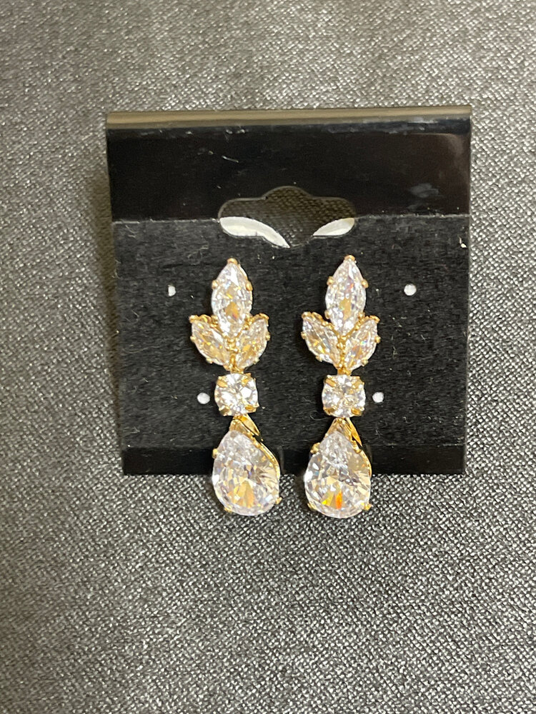 Wona Trading Gold Rhinestone Eliza Teardrop  Earrings