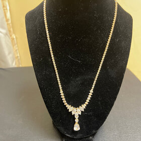 Wona Trading Gold Rhinestone Eliza Teardrop Necklace