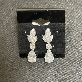 Wona Trading Silver Rhinestone Eliza Teardrop Earrings