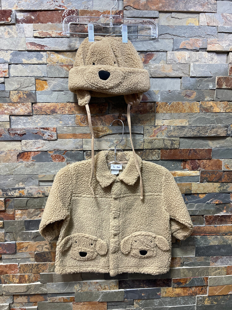 Tan Puppy Jacket and Hat, Size 12M