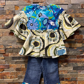 Denim Pants with a Multi Design Top, Size 3T