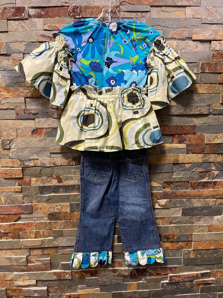 Denim Pants with a Multi Design Top, Size 3T