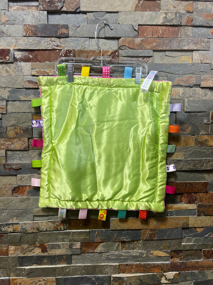 Blue & Pink Owl 15" x 15" Taggie Blanket