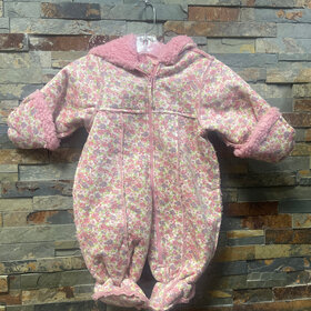 Pink Floral Snowsuit, Size 6-9M