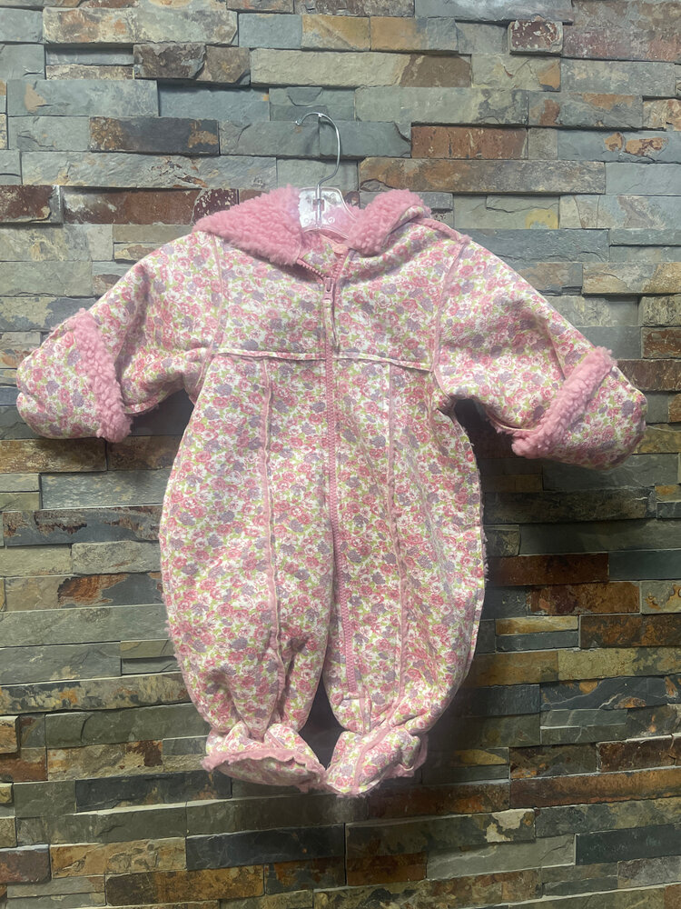 Pink Floral Snowsuit, Size 6-9M