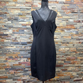 Guess Black Stretchy V-Neck Dress with a Cross Pattern Back, Size 16