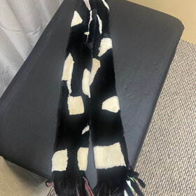 Black & Ivory Sheared Beaver Scarf, 53"