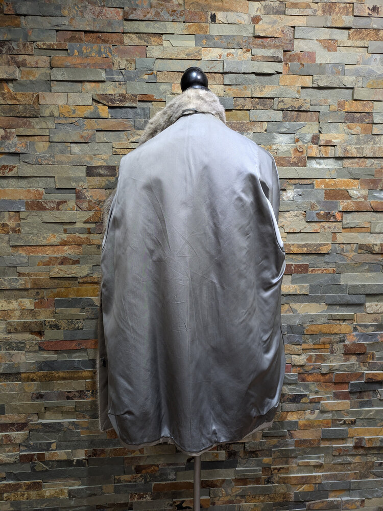 Saga Fox Cerulean Mink Jacket w/ Geometric Lines, Size L